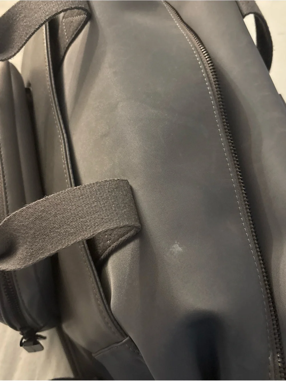 Monos Metro Duffel Bag Dove Gray Blue Weekender Carry On Vegan Leather Trolley